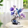 Adornos creativos acrílicos 2D para decoración de escritorio del hogar con flores moradas, pájaros y aliento primaveral transfronterizo.