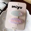 Pinza para el pelo de niña estilo coreano de cuadros rosas con lazo, Pinza BB de tela dulce para flequillo infantil, Accesorio para el pelo
