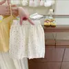 Conjunto de Verão Estilo Floresta para Meninas 2026 Novo Doce Body Confortável Colete Solto Colorido Bolinhas Calça Wide Leg Tendência