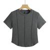 Camiseta Nova de Manga Curta com Gola Redonda, Estilo Curto de Cintura Alta, Emagrecedora, Fashion, Esportiva 220