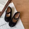 Sapatos de Outono Infantis de Veludo com Fenda Frontal Estilo Francês, Sapatos Mary Jane para Meninas Pequenas, Sapatos Rasos de Princesa