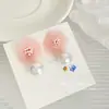 Pendientes de Florales Retro Franceses de Hada Súper Rosa Organza Diseño Estéreo Dulce Verano Dopamina Pendientes de Viaje