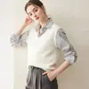 Chaleco de Cachemira Versátil Casual Estilo Coreano Sensación de Alta Gama para Mujer de Punto con Cuello en V Sin Mangas Prenda Interior para Superponer Chaleco de Lana