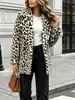 Ropa popular para mujer transfronteriza: abrigo retro con estampado de leopardo, solapas grandes, corte holgado, estilo otoño/invierno, elegante y profesional, suministro de ropa para mujer