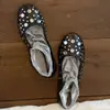 Versión de piel de oveja~Zapatos planos de mujer de punta redonda con tachuelas de estilo vintage, para ir al trabajo, elegantes bailarinas planas