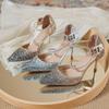 Zapatos de Tacón Alto Degradado de Chica Francesa 2025 Nuevos Zapatos de Boda de Cristal con Lentejuelas Stiletto Punta Afilada Zapatos Sencillos para Banquete