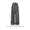 Calça de terno clássica retrô americana com listras verticais, pernas curvas e pernas largas, calça casual fluida de comprimento longo, calça longa versátil
