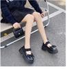 Sapatos de camada única Mary Jane de fundo grosso com laço para mulheres 2024 inverno novo estilo britânico para todos os jogos mocassins