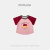 Camiseta de Verano de Manga Corta Antibacteriana 7A para Niñas Dudu's con Estampado 3D y Diseño Ranglán, Delgada y Moderna para el Verano
