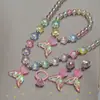 Set de Collar y Aretes de Sirena para Niñas Cuentas de Concha Arcoíris Estilo Princesa Accesorios para Niñas Dibujos Animados Regalo de Cumpleaños