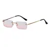 Nuevas gafas de sol sin montura de moda, montura metálica cuadrada pequeña de moda, gafas de sol para mujer estilo Hong Kong, gafas populares personalizadas transfronterizas
