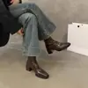 Botines de Estilo Francés para Mujer Otoño e Invierno 2024 Nuevos Botines Elásticos Ajustados Chelsea Botas Martin Botines de Tobillo de Tacón Alto