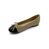 Sapatos Planos Redondos com Laço para Aumentar Altura de 3CM para Mulheres, Novos Sapatos Mary Jane Slip-On Color Block Estilo Francês 2026