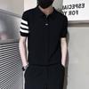 Camisa POLO de manga corta de verano para hombre, marca de moda Pi Shuai, camiseta de punto de seda de hielo para hombre, nueva ropa de 2023, top fino