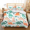 Amazon transfronterizo juego de tres piezas lindo estampado de dinosaurio de dibujos animados poliéster ropa de cama comercio exterior textil para el hogar al por mayor