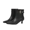 Botas Chelsea de Fivela de Metal para Ir ao Trabalho para Mulheres, Bico Fino Cano Curto Baixo, Botas Femininas Antiderrapantes que Aumentam a Altura para o Verão