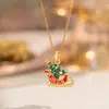 Europeu e Americano Transfronteiriço Novo Papai Noel Árvore de Natal Microincrustado Esmalte Gotejado Colar Meninas Natal Outono e Inverno Corrente da Clavícula