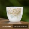 Taza de Jade Blanca con Barro Pintada a Mano de Peonías Taza Maestra de Porcelana Blanca Dehua para el Hogar Taza de Té Individual Recuerdo de Vacaciones