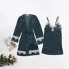 Novo Conjunto Sexy Preto de Duas Peças para Casa Europeu e Americano, Conjunto de Pijama de Renda Moderno