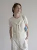 Elegante Camiseta de Punto de Manga Corta Color Albaricoque Estilo Francés para Mujer, Atuendo de Verano, Corte Ajustado, Favorecedora, Top Estilo Old Money