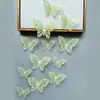Decoración de mariposa de papel con simulación tridimensional 3D, accesorios de joyería de mariposa hueca tridimensional con textura metálica, pegatinas de pared para el hogar al por mayor