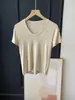 ¡Elegante escote en U! ¡Camiseta de Tencel de acetato y lana al tacto fresco! Camiseta suave y fresca tipo mousse cremoso de manga corta para mujer 26