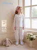 Conjunto de pijama para meninas jellybaby, outono, roupão de bebê com gola Peter Pan e calça jogger para criança, roupas infantis 100% algodão