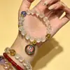 Producto nuevo original: Pulsera de cristal blanco con Sutra del Corazón de un solo bucle, pulsera estilo thangka de templo, artículo popular para transmisiones en vivo y venta al por mayor