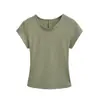 Camiseta Redonda para Mujer con Mangas Cortas Volantes, Camiseta Deportiva Base de Manga Corta, Verano Hielo-Frío Elástica Ajustada Estilo Americano