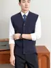 Colete Cardigan Masculino Yingao Estilo Old Money Engrossado Outono Inverno Novo Quente Camada Base de Negócios para Meia-Idade