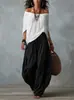 Conjunto de mujer transfronterizo europeo y americano Amazon TK2026 nuevo top largo holgado de hombros descubiertos + pantalones de farol