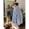 Chaqueta Camisa Azul Estilo Francés para Mujer, Ropa Exterior de Primavera y Otoño, Camisa Cardigan con un Diseño Único, Top de Protección Solar de Nicho