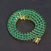 Pulseira tennis de zircônia verde 4mm, pulseira de zircônia de fileira única com cobre incrustado, corrente tennis, joias de marca trendy transfronteiriça europeia e americana