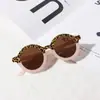 Novos óculos de sol infantis moda armação redonda Combinação de cores Leopardo Óculos personalizados para meninos e meninas Bebê óculos com proteção contra raios ultravioleta