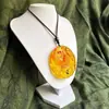 Colgante optimizado de insecto en ámbar, espécimen de hormiga en ámbar de insecto, ámbar con burbujas de agua y vetas de sangre, collar de loto y pez koi finamente tallado, auspicioso
