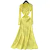 Vestido de Malha Metálica Estilo Boneca, Manga Curta e Manga Longa, Moda de Alto Padrão Estilo Chanel Transfronteiriço, Vestido Longo Emagrecedor de Outono