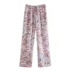 Ins Cross-Border Europeu e Americano 2026 Nova Moda Estilosa Roupas Femininas Atacado Cintura Elástica Estampa Paisley Casual Calças Longas