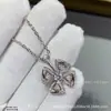 Collar de clavícula flor que florece con diamantes completos versión V-gold de Baojia, collar de trébol de cuatro hojas y molino de viento chapado en oro de 18k, lujo ligero