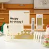 Mesa de Pastel de Cumpleaños Vajilla Desechable Plato de Papel Cuchillo y Tenedor Set de Platos Tenedor para Hornear Plato de Cena Sombrero de Vela Caja de Gama Alta