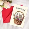 Tarjeta de Saludo de Pascua Nueva Transfronteriza con Juego de Sobres, Tarjeta de Mensaje Creativa con Elementos de Conejito, Huevo y Pascua