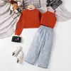 Conjunto de Tres Piezas para Niños y Niños de Edad Media: Sudadera de Manga Larga Otoñal de Nuevo Estilo Europeo y Americano más Camisola y Pantalones