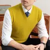 Colete Tricotado Masculino Outono e Inverno Suéter Sem Mangas Suéter Gola V para Meia-idade e Jovens Nível 4 Anti-pilling 390g