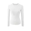 Camiseta de Manga Larga para Fitness Yoga de Chica Atractiva Estilo Nuevo de Primavera Cuello Redondo Pequeño Pulóver Elástica Ajustada Camiseta Interior Top Corto