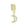 Venta caliente europea y americana 3 diamantes piercing ombligo sin perforación aro ombligo forma de luna corazón con incrustaciones de diamante aro ombligo venta al por mayor transfronteriza en stock