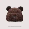 Oso de Invierno 2026 Nuevo Gorro de Punto con Protección para Orejas de Peluche para Mujer, Estilo Coreano, Lindo, Moderno, Versátil, Gorro de Lana Adelgazante
