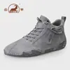 Zapatos originales Ram para hombre, zapatos casuales de cuero genuino para hombre, zapatillas deportivas antideslizantes de piel de cerdo de capa superior con suela blanda, zapatos de un solo color grises