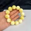 Pulsera rusa flotante de flor blanca, aceite de pollo y cera de abejas amarilla para hombre y mujer, con cuentas de ámbar originales, cuentas redondas de un solo círculo y néctar blanco.
