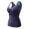 [Não Precisa Usar Sutiã] Camiseta Básica Sem Costura de Veludo Alemão Dupla Face Aquecida para Outono e Inverno Colete Quente Lingerie Feminina de Veludo Espessado