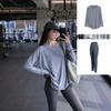 Outono e Inverno Tamanho Plus Roupas de Fitness para Yoga Manga Longa Solta Comprimento Médio Cobre o Quadril Aparência Emagrecedora Calça de Yoga Traje Esportivo de Secagem Rápida