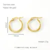 Novos Brincos Dourados de Aço Inoxidável 18K Transfronteiriços com Estilo Europeu e Americano Tendência Moda Brincos Redondos com Fivela Embossada